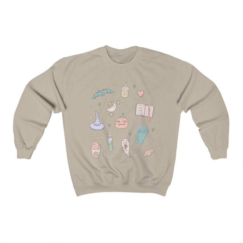 Discover Pastel Halloween Sweatshirt: Cute Retro Halloween Shirt | Pastel Goth Star Sweatshirt, Spooky Pumpkin, Witchy Vibe, Magical Shirt Fall Shirt