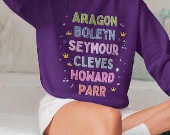 Tudor Geschichte Sweatshirt, Henry VIII Frauen Rundhalsausschnitt, Britische Geschichte Shirt, berühmte Königin Kleidung, Geschichtsfan