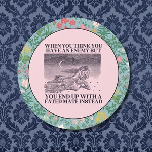 Fantasy Romance Bookworm Sticker with Vintage Aesthetic, Silly Bookish Shirt for Reader Who Loves Romantasy Novels, Fated Mate Romance Trope