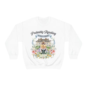Historical Romance Sweatshirt: Bookish Shirt with Cottagecore Flowers and Doves | Floral Book Lover Shirt for Regency Romance Reader White