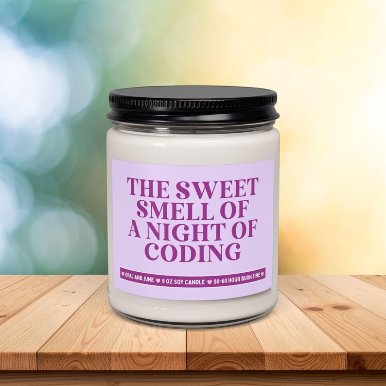 Computer Programmer Software Developer Gift, Software Engineer Candle: The Sweet Smell of a Night of Coding, Program Manager Co-Worker Gift image 1
