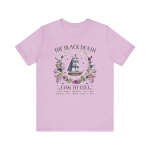 Boho History Black Death Tee Shirt for History Teacher or Friend Who Loves Medieval History, Cottagecore Rat Tee with Flowers, History Major Lilac