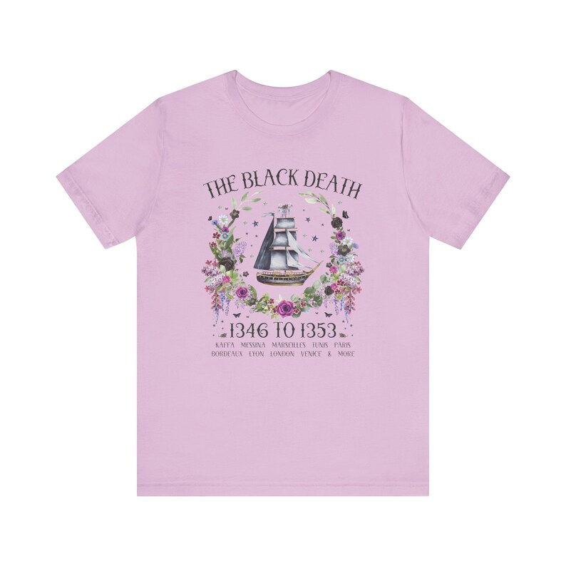 Boho History Black Death Tee Shirt for History Teacher or Friend Who Loves Medieval History, Cottagecore Rat Tee with Flowers, History Major Lilac
