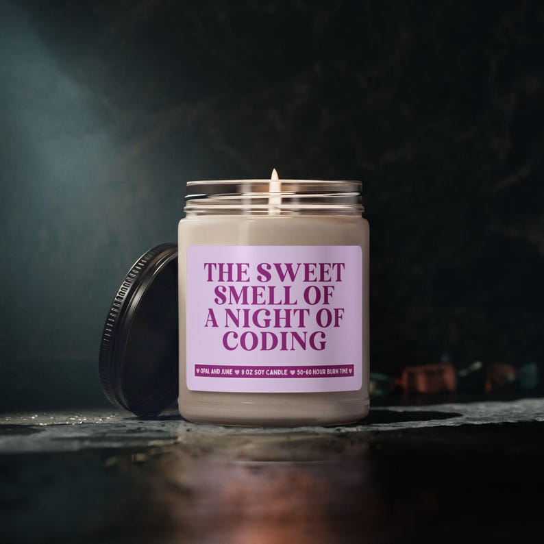 Computer Programmer Software Developer Gift, Software Engineer Candle: The Sweet Smell of a Night of Coding, Program Manager Co-Worker Gift image 4