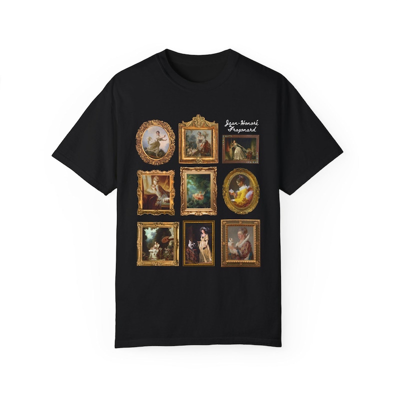 Jean-Honoré Fragonard Art History T-Shirt for Artist, French Art Historian, Framed Rococo Art, Cute Humanities Major Gift, Famous Paintings Black
