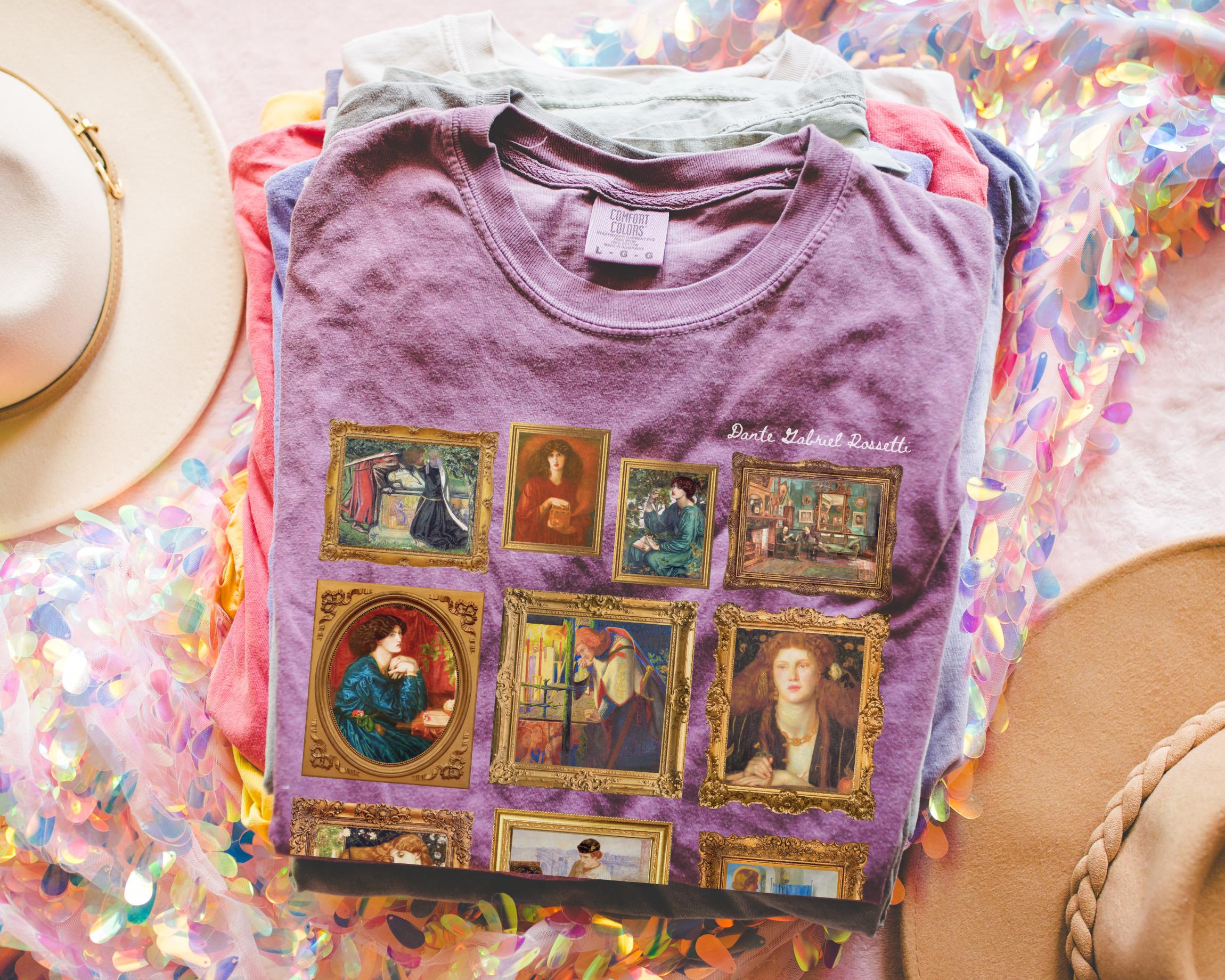 ダンテ・ゲイブリエル・ロセッティ美術史Tシャツ：ラファエル前派 