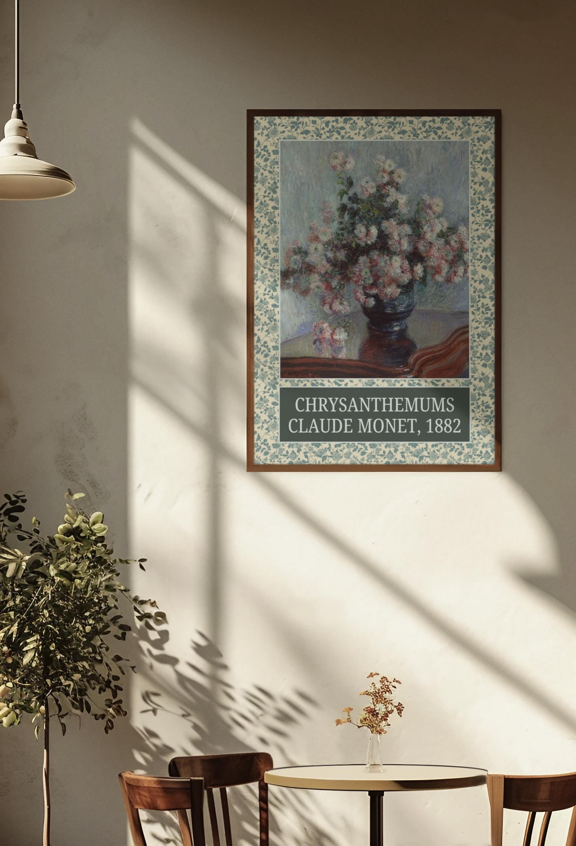 Chrysanthemen von Claude Monet: Süßer Blumen Poster Druck, impressionistische Kunstgeschichte Dekoration für Bibliothek oder Schlafzimmer, berühmtes Gemälde von Blumen