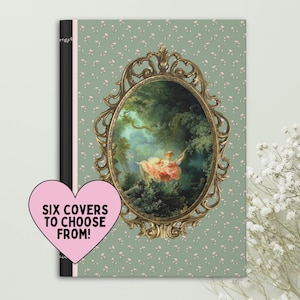 Regalo de historia del arte de Boho Fragonard: cuaderno de tapa dura con motivos florales, diario con líneas, historiador del arte, famosa pintura rococó, La carta de amor, El columpio