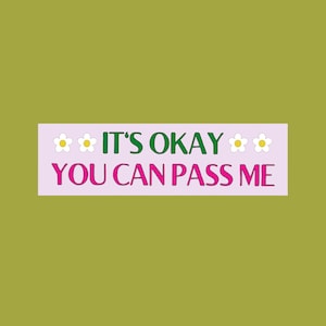 Funny Bumper Sticker: You Can Pass Me | Retro Sticker for Cars, Driving Bumper Sticker, Retro Flowers, Anxious Driver, Vinyl Car Decal