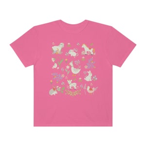 Boho Cottagecore Style Shirt for Animal Lover: Pastel Farm Animals | Whimsical and Cute Floral T-Shirt with Flowers, Sweet Aesthetic Gift Crunchberry