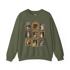 Ophelia William Shakespeare Sweatshirt: Famous Paintings of Ophelia from Hamlet, English Classic Literature Major Gift, Librarian Bookworm Military Green