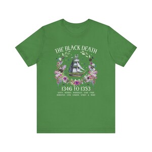 Boho History Black Death Tee Shirt for History Teacher or Friend Who Loves Medieval History, Cottagecore Rat Tee with Flowers, History Major Leaf