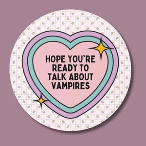 Paranormal Vampire Halloween Sticker with Cute Rainbow Heart, Funny Saying Romance Reader Sticker for Bookworm Who Loves Vampire Novels