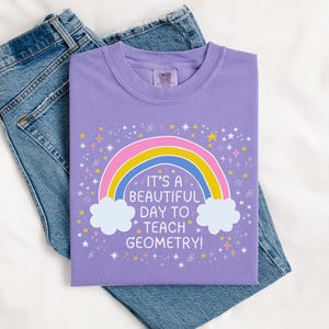 Geometry Teacher T-Shirt with Stars, High School Philosophy Teacher Gift, Matching Teacher Shirt with Rainbow, Cute Back to School Math Tee