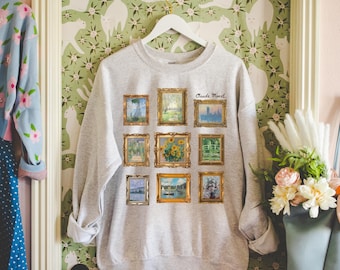 Cute Claude Monet Sweatshirt, Art Historian or Friend Who Loves Art: Gallery Wall Aesthetic, Crewneck for French History Professor or Artist