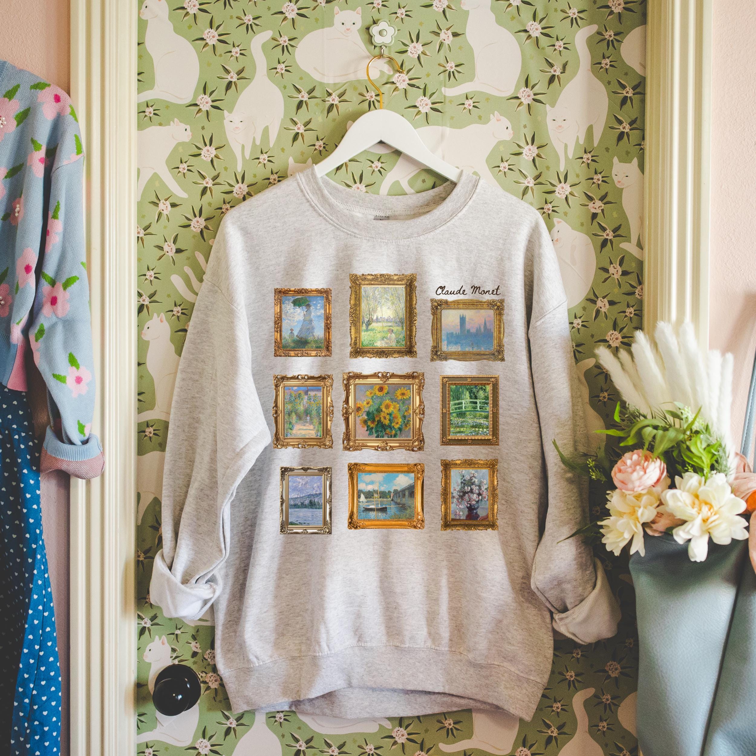 Niedliches Claude Monet Sweatshirt, Kunsthistoriker oder Freund, der Kunst liebt: Galerie, Wandästhetik, Rundhalsausschnitt für Französischen Geschichtslehrer oder Künstler