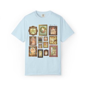 Alphonse Mucha Art Nouveau Famous Paintings Tee Shirt: Early 1900s Art History Gift, European Art History Czech Painter and Illustrator Chambray