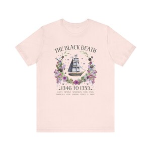 Boho History Black Death Tee Shirt for History Teacher or Friend Who Loves Medieval History, Cottagecore Rat Tee with Flowers, History Major Soft Pink