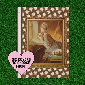 Regalo de historia del arte de Boho Fragonard: cuaderno de tapa dura con motivos florales, diario con líneas, historiador del arte, famosa pintura rococó, La carta de amor, El columpio