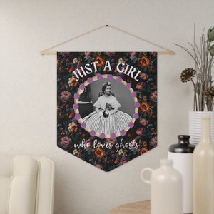 Spooky Ghost Lover Wall Pennant for Friend Who Loves History: Mary Todd Lincoln | Whimsigoth Halloween Class Decor, Social Studies Teacher