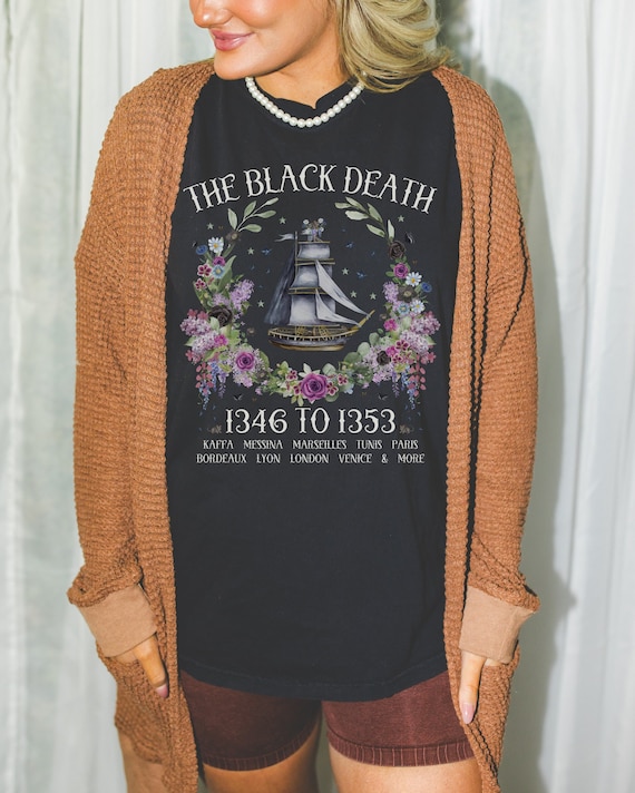 Boho History Black Death Tee Shirt for History Teacher or Friend Who Loves Medieval History, Cottagecore Rat Tee with Flowers, History Major