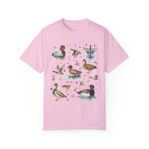 Cottagecore Duck Lover Tee Shirt with Boho Vintage Wildflowers, Cute Whimsigoth Animal Lover Graphic Tee With Colorful Ducks and Flowers Blossom