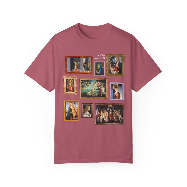 Camiseta de Historia del Arte de Sandro Botticelli para profesores de historia, camiseta de Estudios Sociales para historiadores amantes del arte gótico tardío y renacentista temprano. Crimson