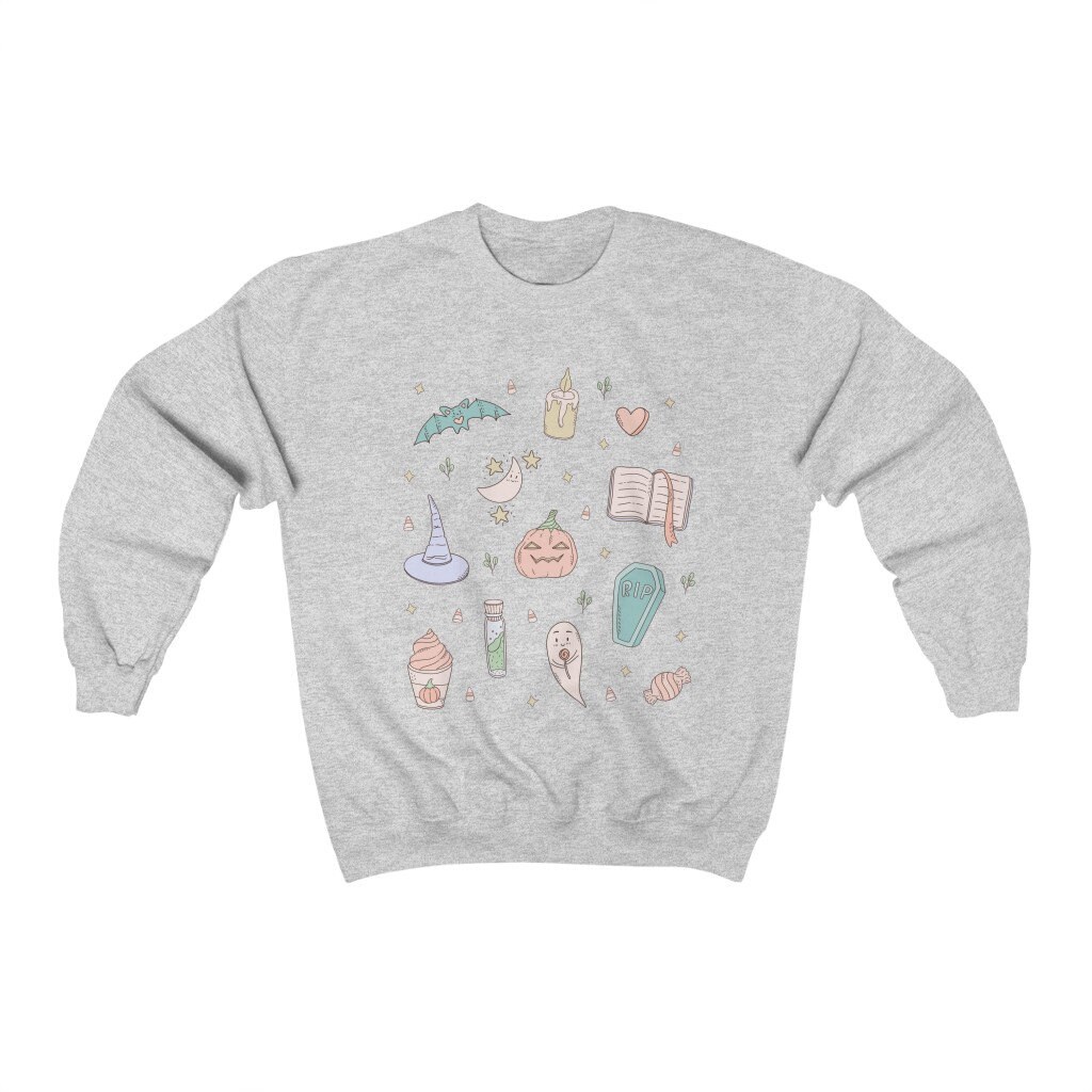 Discover Pastel Halloween Sweatshirt: Cute Retro Halloween Shirt | Pastel Goth Star Sweatshirt, Spooky Pumpkin, Witchy Vibe, Magical Shirt Fall Shirt