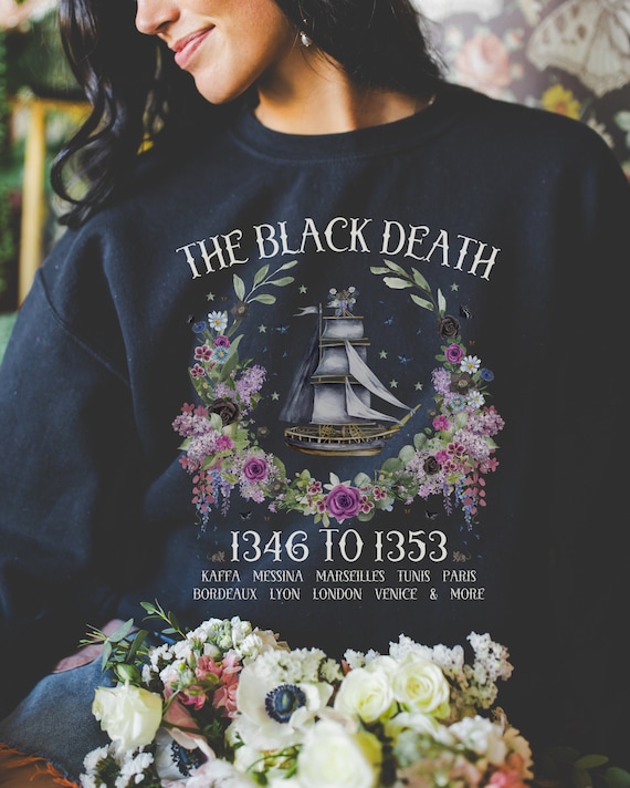 Boho History Black Death Sweatshirt for History Teacher or Friend Who Loves Medieval History, Cottagecore Rat with Flowers, History Major