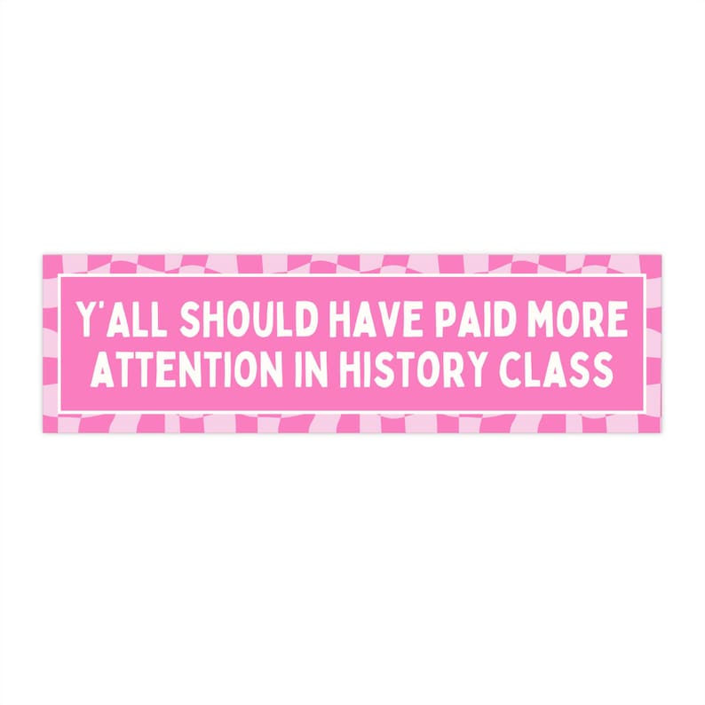 Bumpersticker leraar geschiedenis met felroze esthetiek: had beter op moeten letten bij geschiedenisles, cadeau leraar sociale studies afbeelding 2