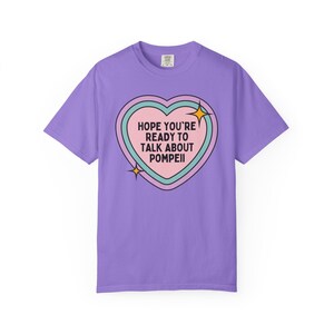T-shirt oude Romeinse geschiedenis van Pompeii, hoogleraar Europese geschiedenis of archeoloog, shirt Vesuvius Italiaanse geschiedenis, historische ramp Violet