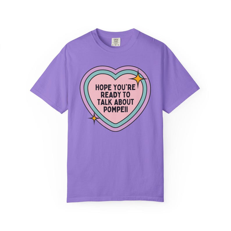 T-shirt oude Romeinse geschiedenis van Pompeii, hoogleraar Europese geschiedenis of archeoloog, shirt Vesuvius Italiaanse geschiedenis, historische ramp Violet