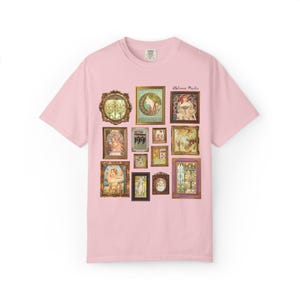 Alphonse Mucha Art Nouveau Famous Paintings Tee Shirt: Early 1900s Art History Gift, European Art History Czech Painter and Illustrator Blossom