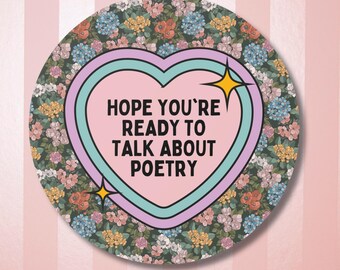 Poetry Professor Sticker for Literature Major or Friend Who Loves Poetry, Cute Bookish Gift for Poet, Colorful Writing Gift, Poetry Teacher