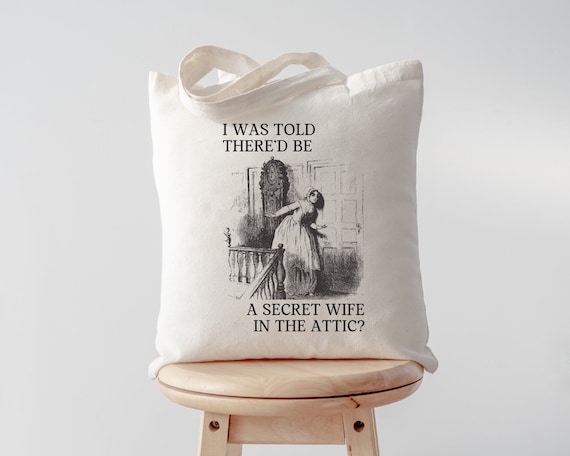 Funny Gothic Romance Tote Bag for Spooky Romance Reader: Gift for Librarian or Historical Fiction Reader Who Loves Jane Eyre, Book Lover Bag