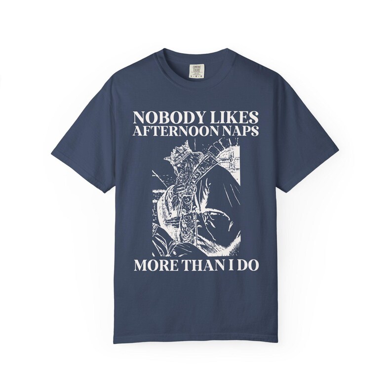 Funny Napping Tee Shirt for Friend or Mom Who Loves Afternoon Naps, Silly Sarcastic I Love Naps New Mama Present with Vintage Aesthetic Midnight