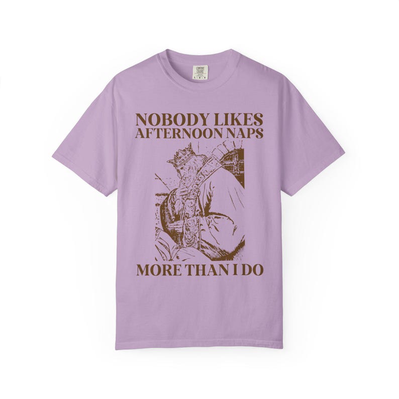 Funny Napping Tee Shirt for Friend or Mom Who Loves Afternoon Naps, Silly Sarcastic I Love Naps New Mama Present with Vintage Aesthetic Orchid