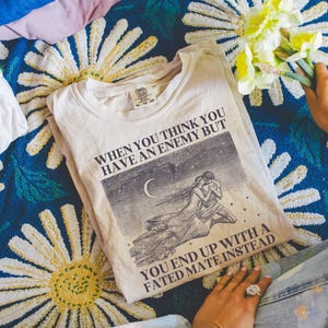 Fantasy Romance Bookworm T-Shirt with Vintage Aesthetic, Silly Bookish Shirt for Reader Who Loves Romantasy Novels, Fated Mate Romance Trope