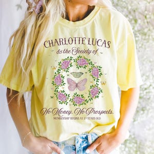 Pride and Prejudice Jane Austen T-Shirt for 27th Birthday: Boho Charlotte Lucas Classic Literature Tee Shirt for Historical Romance Reader