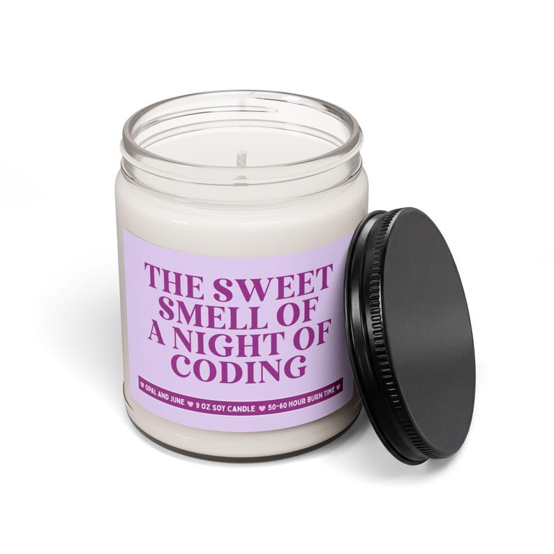 Computer Programmer Software Developer Gift, Software Engineer Candle: The Sweet Smell of a Night of Coding, Program Manager Co-Worker Gift image 2