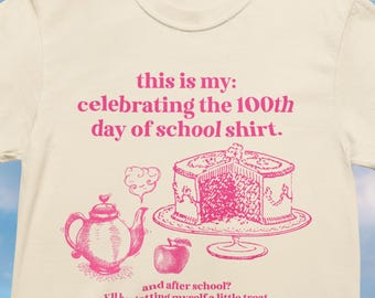 100 Days of School Matching Teacher T-shirt With Hot Pink