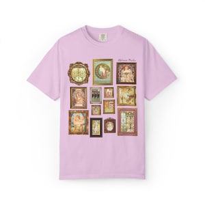 Alphonse Mucha Art Nouveau Famous Paintings Tee Shirt: Early 1900s Art History Gift, European Art History Czech Painter and Illustrator Orchid