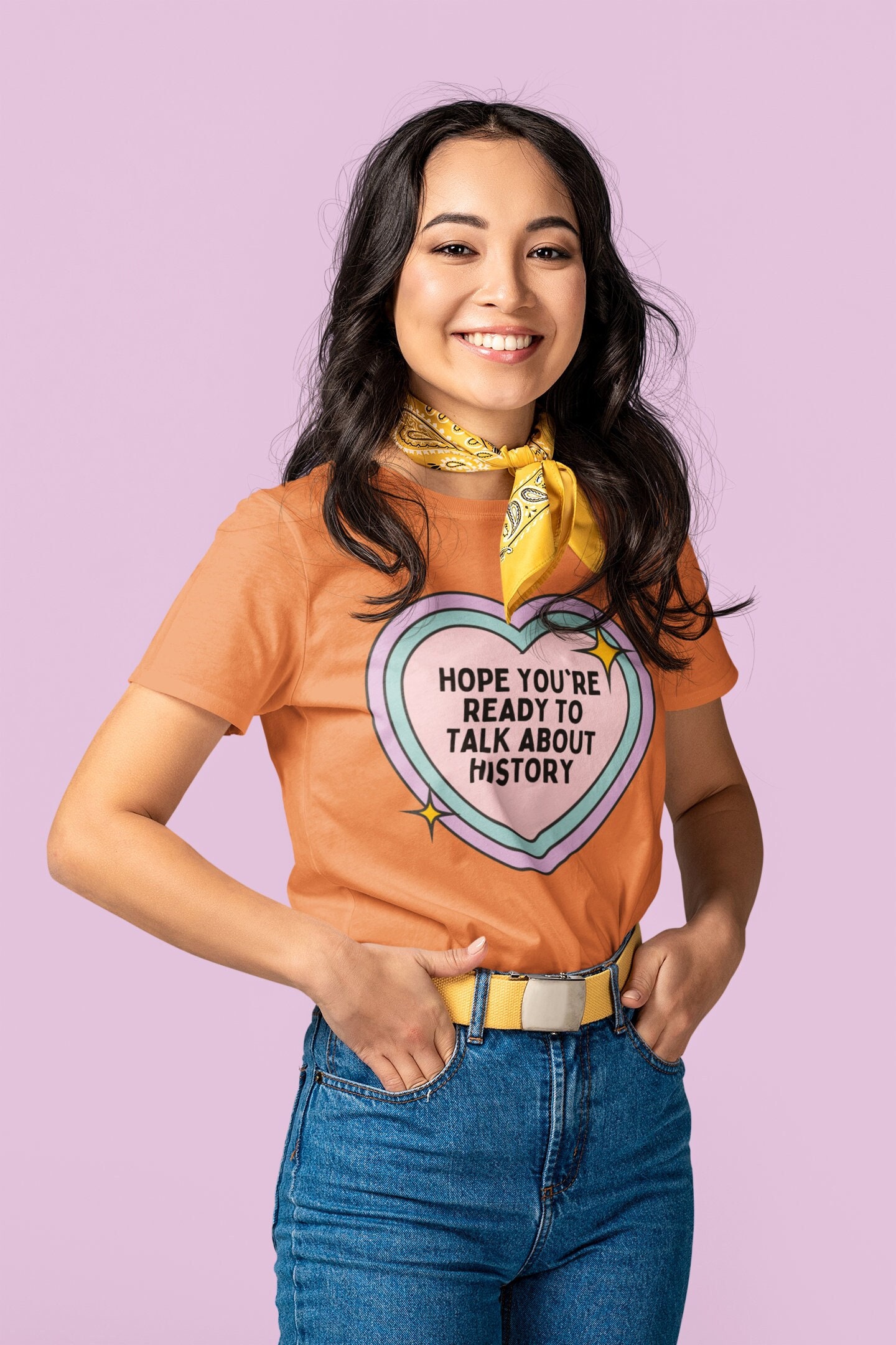 Colorful History Tee Shirt for History Professor: Hope You're Ready to Talk About History | Funny Retro Heart Tee, Gift for History Teacher