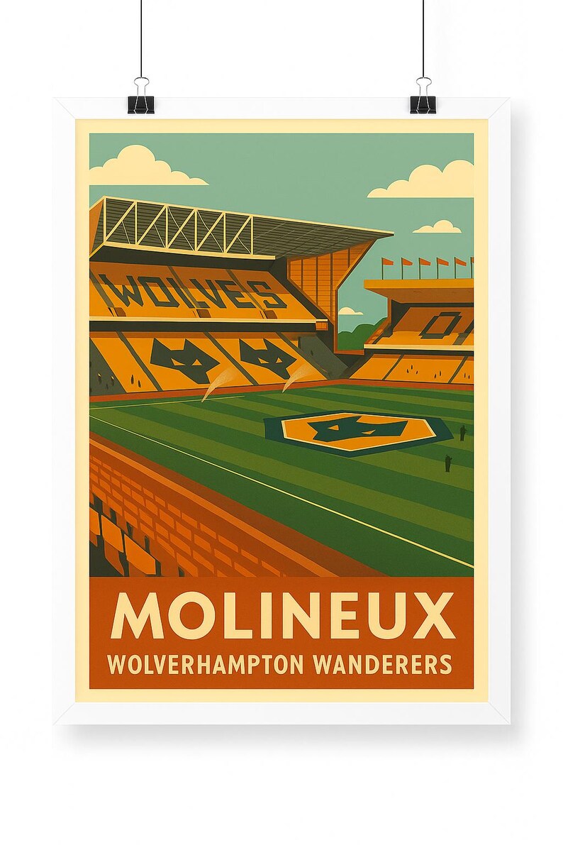 Wolverhampton Wanderers Print ,Vintage Football Mounted Art