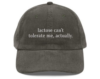 Embroidered Corduroy Cap: Lactose Intolerant Design, Retro Dad Hat