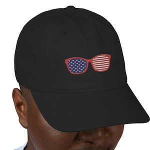 Casquette de baseball drapeau américain brodé : chapeau américain patriotique en coton bio