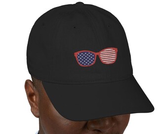 Gorra de béisbol con bandera estadounidense bordada: algodón orgánico, estilo patriótico de EE. UU.