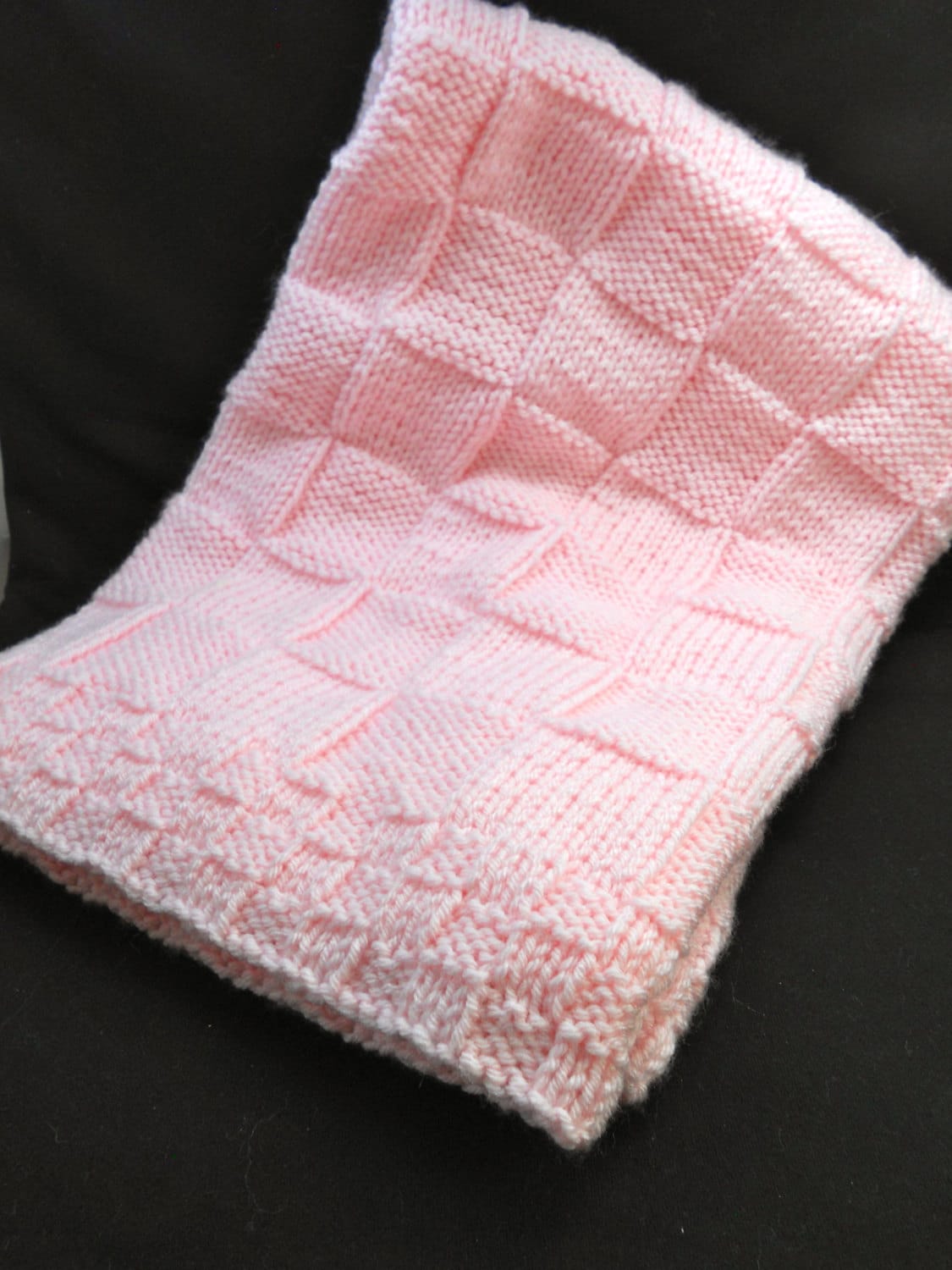 Hand Knitted Baby Blanket in Pink. It Also Comes in a Variety of Colors