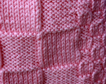 Medium pink Hand knitted baby blanket, also in a variety of colors.