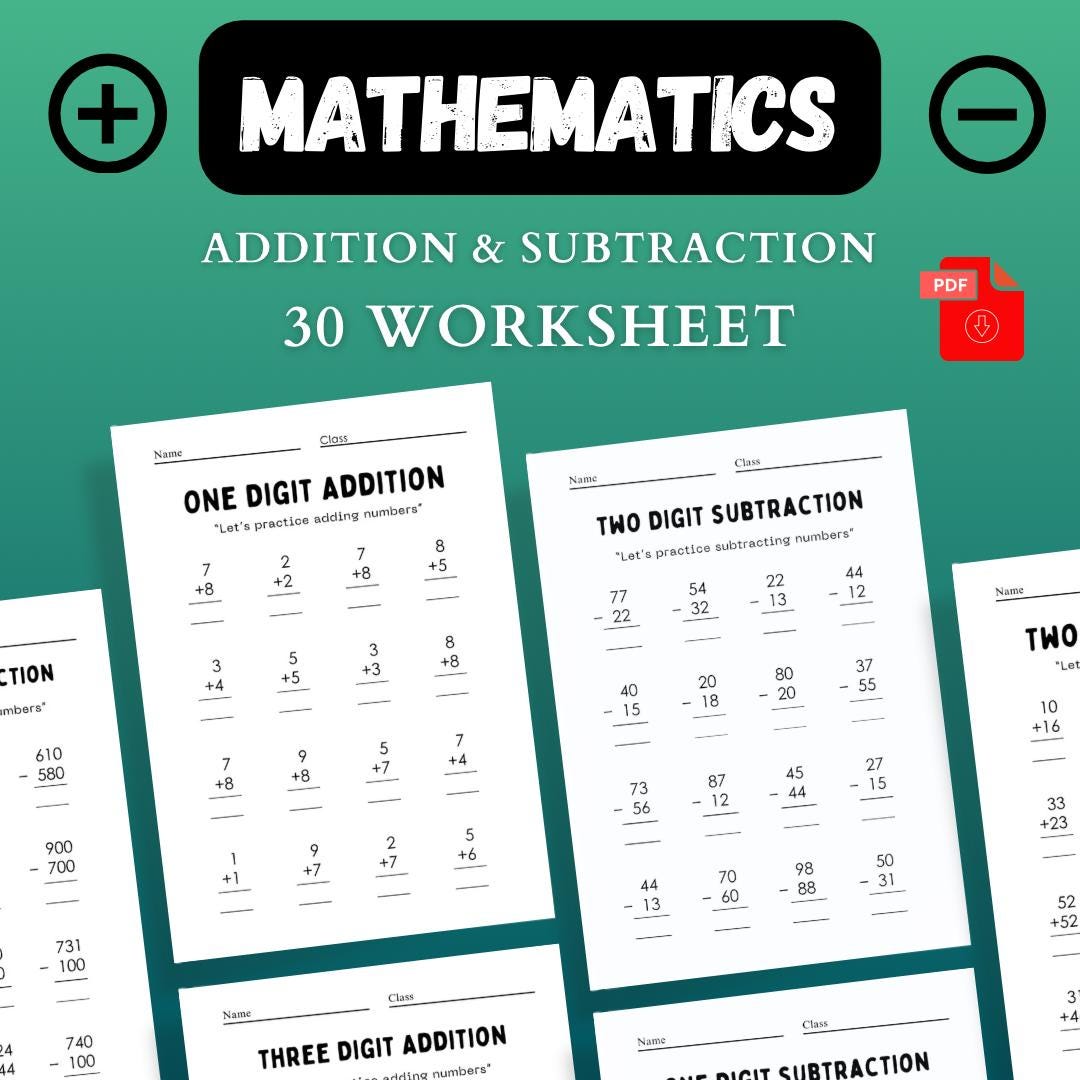 Addition & Subtraction Worksheets for Kids – Math Practice Printable ...